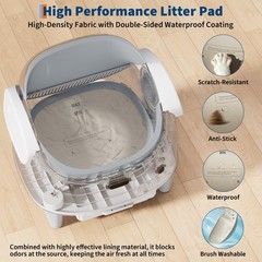 Litter Box, Self-Cleaning Litter Box with Open-Top Design, 15-Laye Cat Automatic