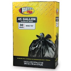Ruffies Pro 1124922 45 Gallon Jumbo Black Trash Bags 30 Count