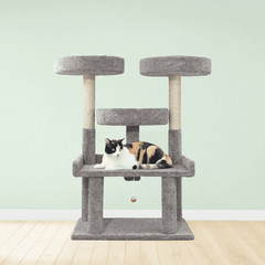 SportPet Designs 190588 Kitty City 61-Inch Multi-Level Upholstered Cat Tree with