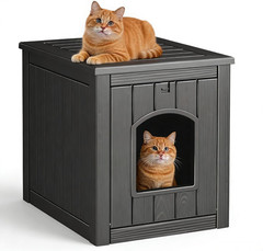 Outdoor Cat House for Indoor– All-Weather Resin Insulated Feral Cat Shelter, Dur