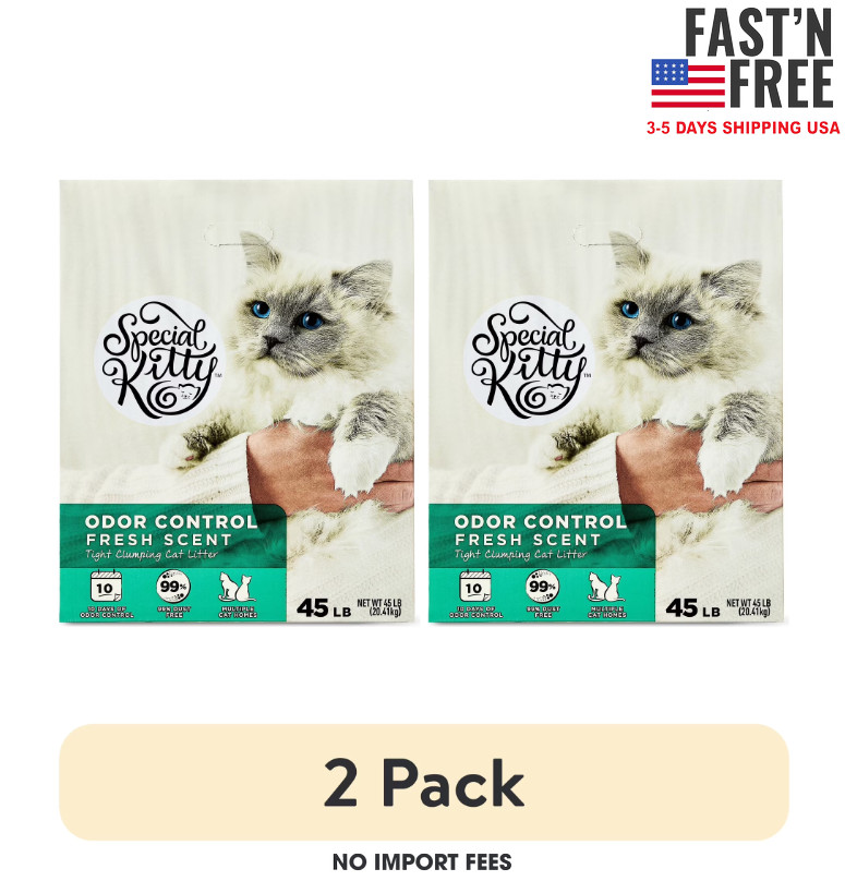 (2 pack) Special Kitty Clumping Clay Cat Litter, Fresh Scent, 45 lbs Box, 1 Ct