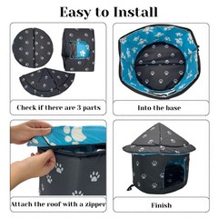 Stray Cats Shelter, Waterproof Outdoor Cat Dog House Foldable Warm Pet Cave f…