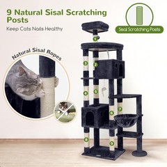 Giant Cat Tree, 83 inch Cat Tree for Indoor Cats Large Adult, Dark Grey