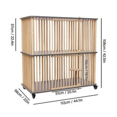 Cat House, Wooden Large Cat Villa, Cat Cage 112*56*108cm/44.1*22*42.5in