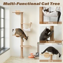 COZIWOW Wall Mounted Scratching Post 4-Tier Cat Climbing Tower Cat Perch Hammock