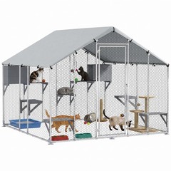 PawHut 94.5″ Extra Large Catio, Outdoor Cat Enclosure with Waterproof Cover