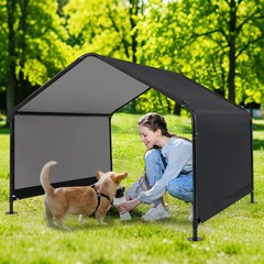 Dog Shade Shelter with Waterproof Roof for Large Medium Small Breeds-Black – Col