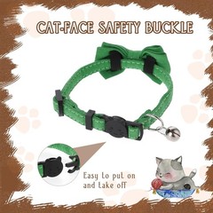 2 Pcs Bowtie Cat Collar with Bell Breakaway Cat Collars Cute Boy Kitten green
