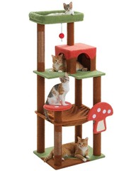 56.2″ Cat Tree Tower Scratching Posts Cat Condo Trees for Large Cats Bed Toys