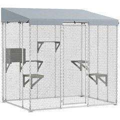 79″ Large Catio, Galvanized Steel Outdoor Cat Enclosure with Canopy