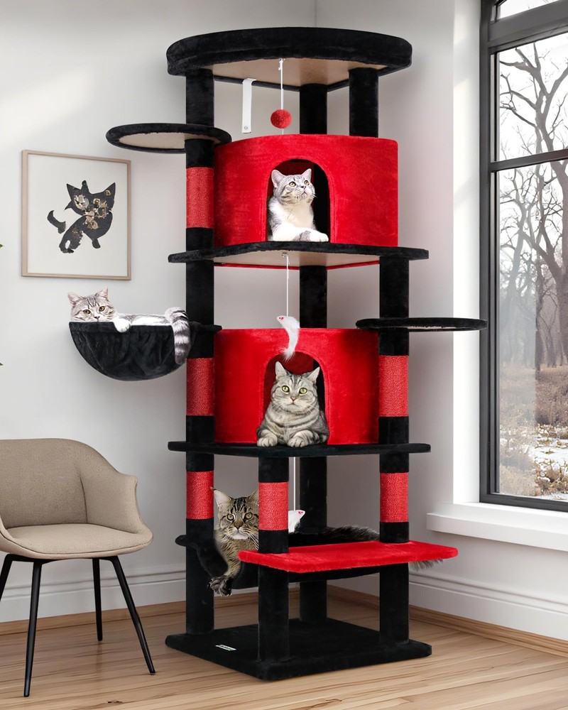 Globlazer Gothic Corner Cat Tree Tower for Large Cat, 66inch Tall Large Goth…