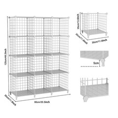12-Cube Storage Organizer, Metal Wire Cube Shelving Unit, 11.8″ L x 11.8″ W x…