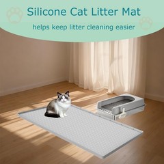 JSXZWOO Cat Litter Mat for Box, Silicone Large 25″L x 19″W, Light Grey