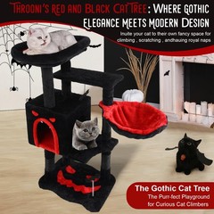 Gothic Cat Tree for Indoor Cats Large Adult, 40.5″ Goth Cat Trees Tower with …