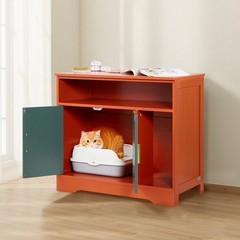 Modern 31in Litter Box Unit Multi Functional Storage Top Vintage Green