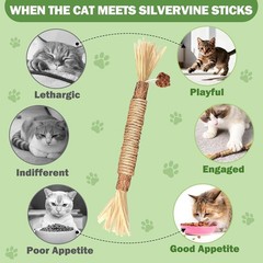 Silvervine Cat Sticks Natural Chew Sticks for Cats Catnip Sticks Cat Teething