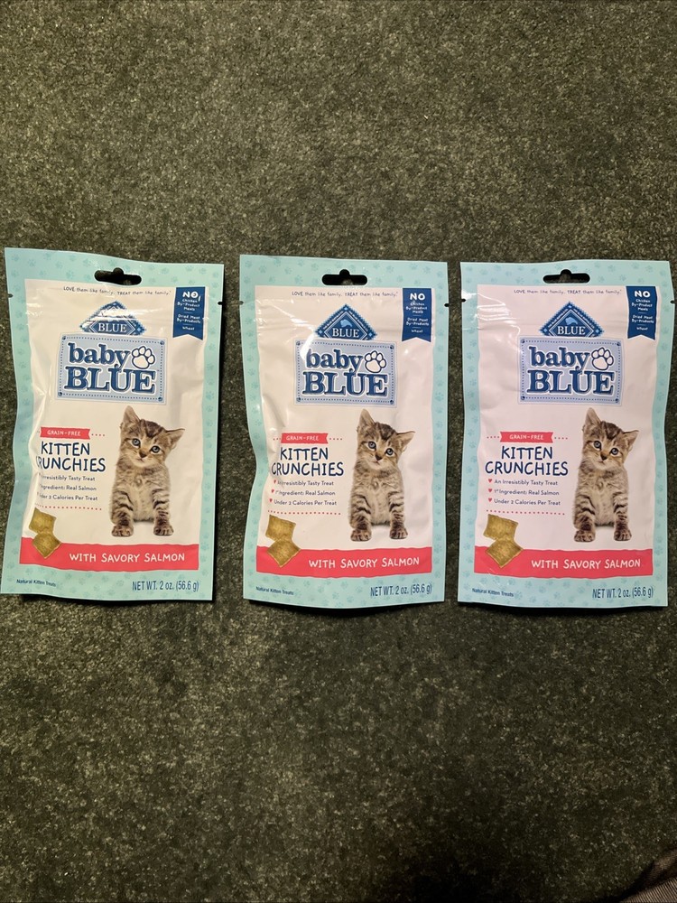 (BLUE) Baby BLUE Kitten Crunchies (3) 2oz Bags