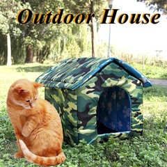 600D Weatherproof Outdoor Cat House, Pet Shelter Tent Bed for Cats & Dogs