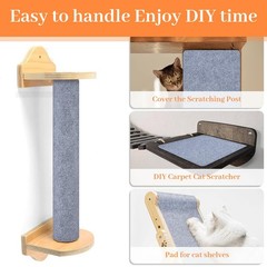 Light Grey Cat Scratch Mat Trimmable Adhesive Couch Carpet 78.7×15.8 Inch