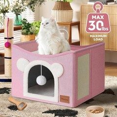 Indoor Cat House Bed Foldable Multifunction Cat Cave and Scratching Board (Large