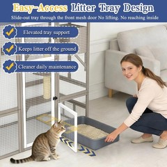 PETSCOSSET Catio Outdoor Cat Enclosure Walk-in Cat House with 7 Platforms, Gray
