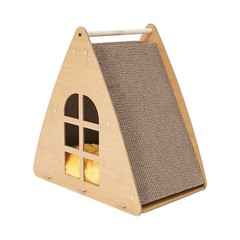 17.7*11*17.7“ Log Color Corrugated Cardboard Cat Scratcher House With Cushion