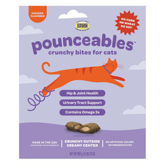 Pounceables Cat Treats Chicken Flavor 32 oz Crunchy Creamy Omega 3 EXP-05/2027