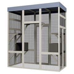 Large Wooden Cat Catio Outdoor Cat House Play & Run Enclosure Cage with Platform