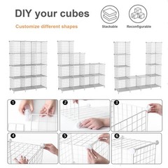 12-Cube Storage Organizer, Metal Wire Cube Shelving Unit, 11.8″ L x 11.8″ W x…