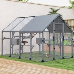 COZIWOW 108″ Outdoor Large Cat Enclosure Wooden Cat Catio Outside Window Access