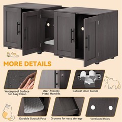 Litter Box Enclosure, Wooden Hidden 2 Cats Litter Box Furniture Cat Double