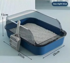Semi-Enclosed Cat Litter Box with Scoop High Side Splashproof Kitty Toilet