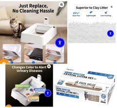 PETKIT Open-Top AI Camera Self-Cleaning Crystal Cat Litter Box 5-6 Months Litter