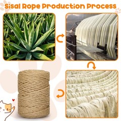 262FT/80M Cat Scratching Sisal Rope, 6mm 1/4inch Thick Natural Jute Rope for …
