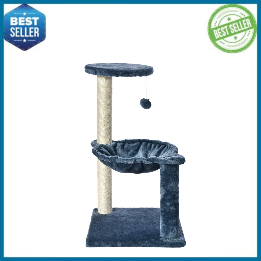 Vibrant Life 3-Level Cat Tower with Hammock, Blue, 26.7″