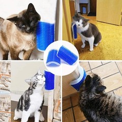 Cat Self Groomer Wall Brush Corner Face Scratcher Massage Comb Catnip Holder