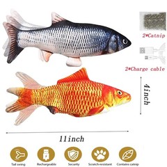 2 Pack Electric Moving Fish Cat Toy – Realistic Plush Simulation Dancing…