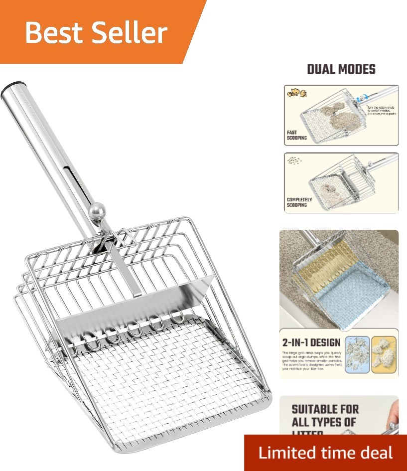 Ergonomic XL Cat Litter Scoop – Stainless Steel with Deep Shovel Design for Cats