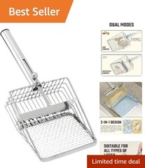 Ergonomic XL Cat Litter Scoop – Stainless Steel with Deep Shovel Design for Cats