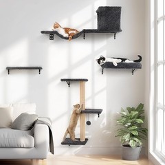 Cat Wall Furniture Set Climbing Shelves Scratching Post Indoor Space Saver New