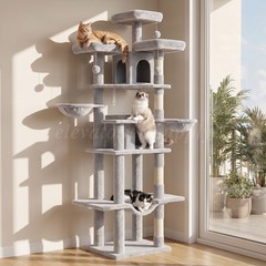 Cat Tree Tower 80″ STURDY Activity Center Large Playing House Condo For Rest