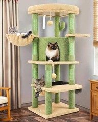 Corner Cat Tree Large Cats 66inch Tall Curved Series Large Cat Tower Multiple