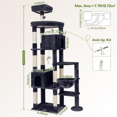 Giant Cat Tree, 83 inch Cat Tree for Indoor Cats Large Adult, Dark Grey