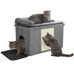 Cat Litter Box Enclosure Furniture, Hidden Large (30″ x 17.7″x 17.7″), Grey