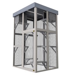 Large Outdoor Cat Cage Wooden Catio Enclosure with 4 Platforms & 2 Napping House