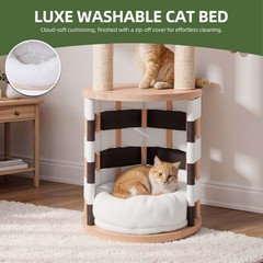 40 in Solid Pine Wood Cat Tree, Multi-Level Cat Tower with Cat House,…