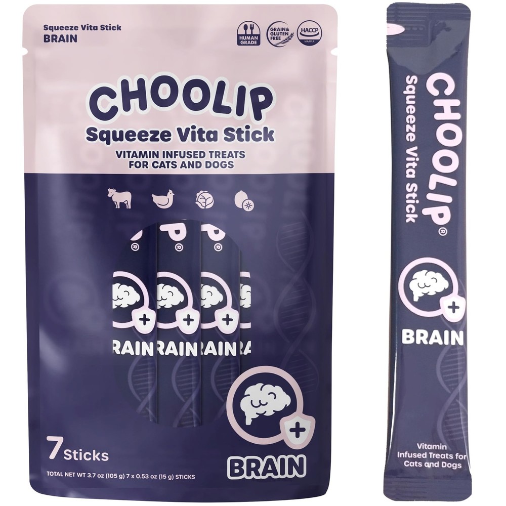 Choolip Squeeze Vita Stick Brain Support Lickable Cat 3.7 Ounce (Pack of 1)