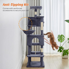 66 Inch Cat Tree Tower, Multi Level Cat Climbing Tower with Natural Sisal Scratc