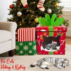 Cardboard Christmas Cat House, Cat Scratcher House with Reversible Scratching…
