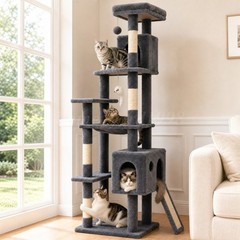 70” Large Cat Tree for Multiple Cats, Multi-Level Cat Tower for Maine Coon
